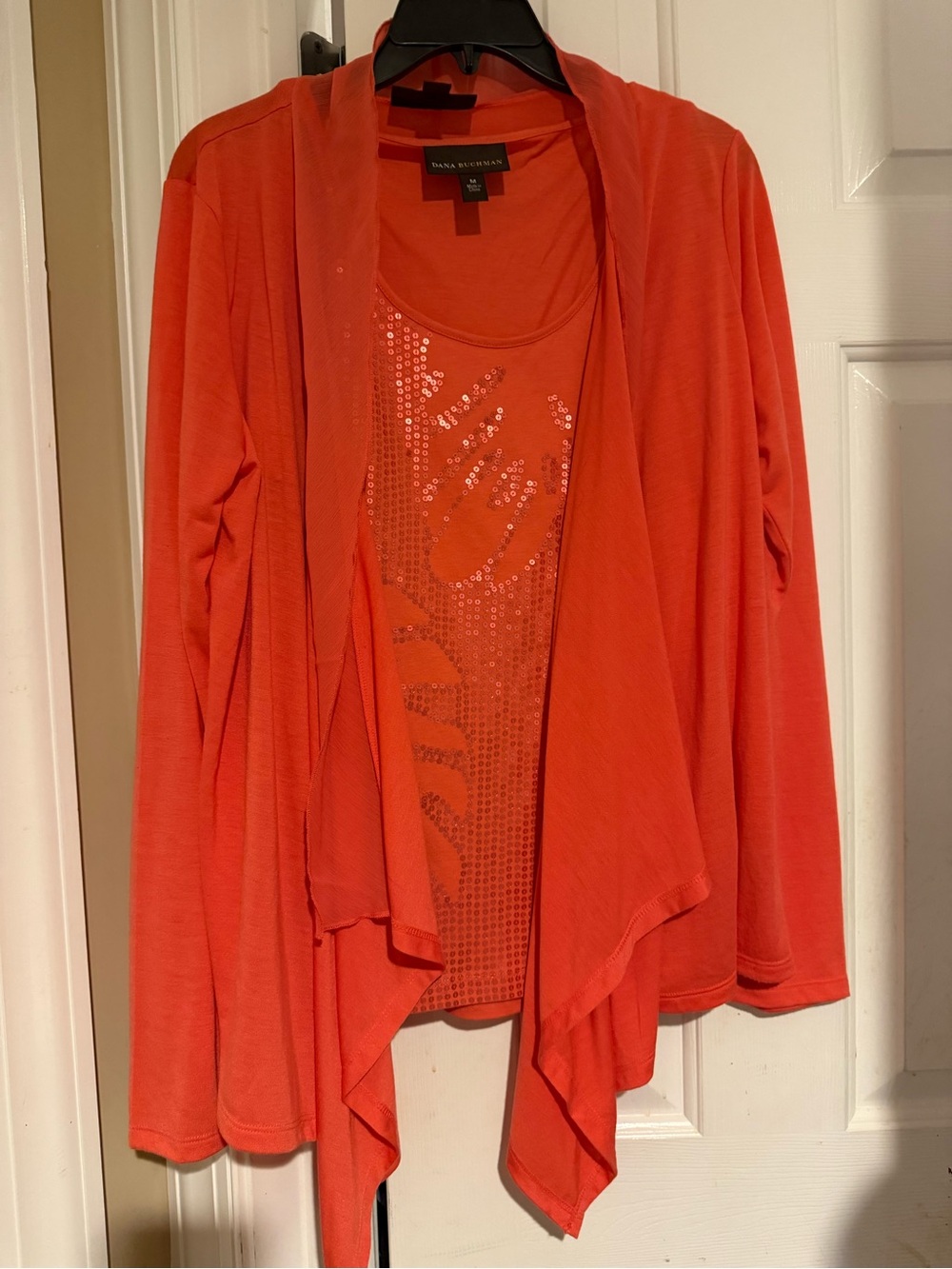 Dana Bachman Orange Draped Sequin Front Women's 2 Piece Tank and Topper